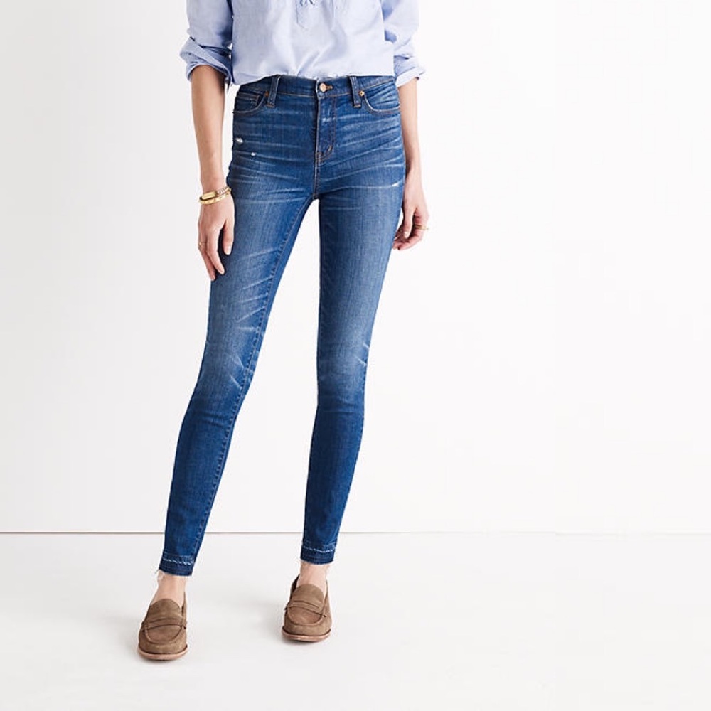 madewell | 9” high riser skinny jean hammond wash raw release hem 25